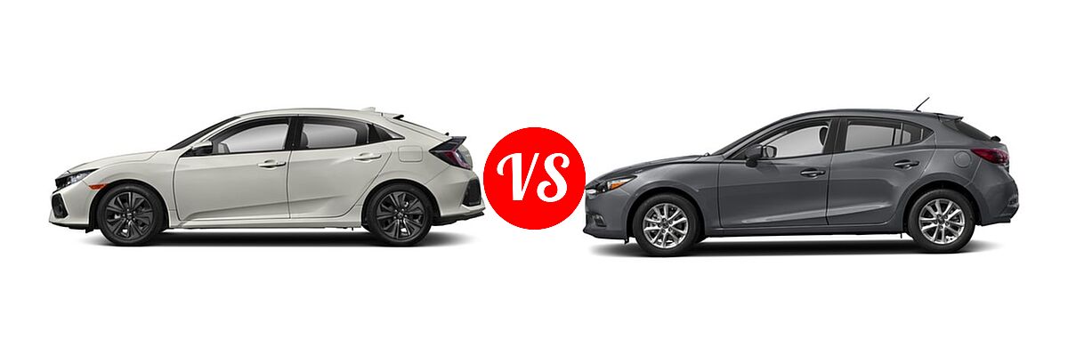 2018 Honda Civic Hatchback EX-L Navi vs. 2018 Mazda 3 Hatchback Sport - Side Comparison