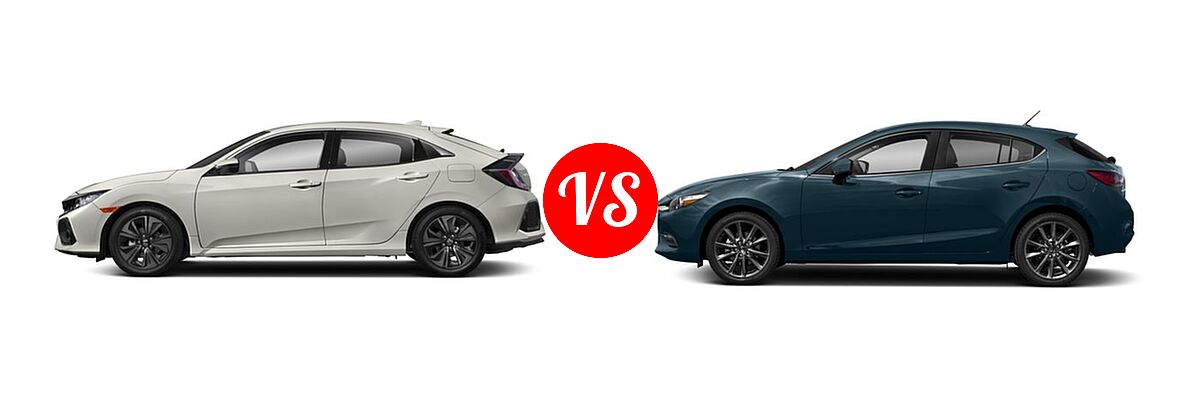 2018 Honda Civic Hatchback EX-L Navi vs. 2018 Mazda 3 Hatchback Touring - Side Comparison