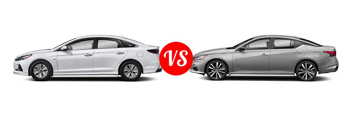 2019 Hyundai Sonata Hybrid Sedan Hybrid SE vs. 2019 Nissan Altima Sedan 2.0 SR / 2.5 SR - Side Comparison