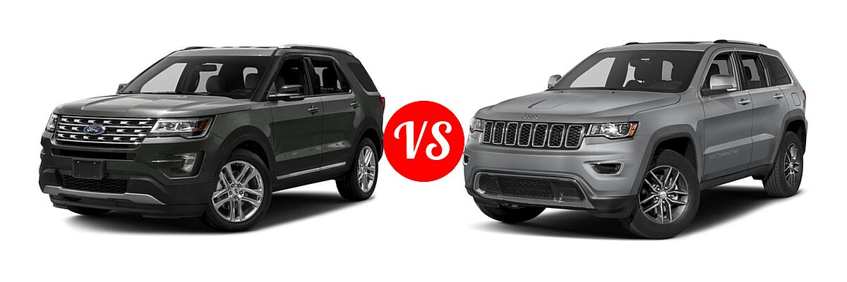 2017 Ford Explorer SUV XLT vs. 2017 Jeep Grand Cherokee SUV Diesel Limited 75th Anniversary Edition - Front Left Comparison