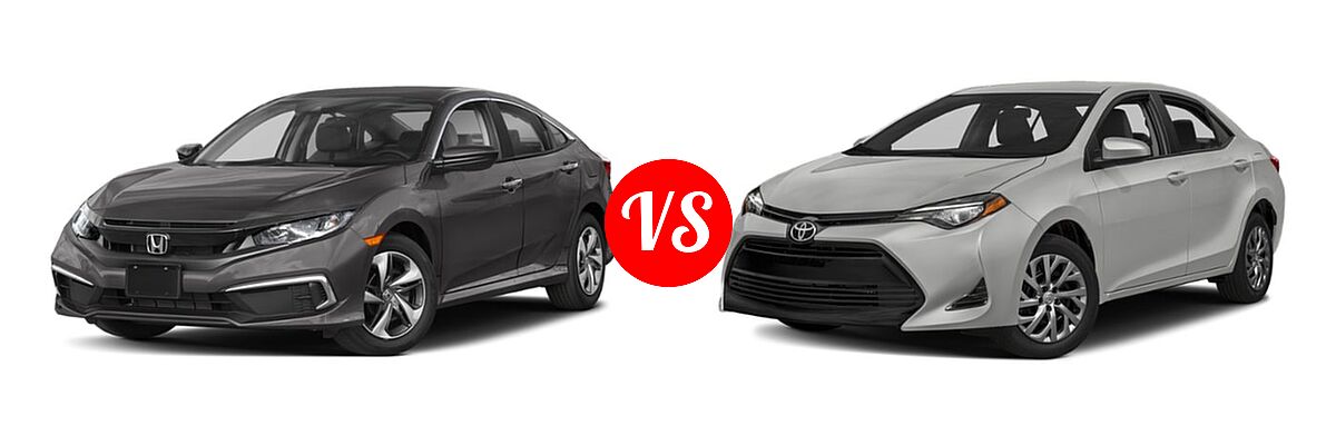2019 Honda Civic Sedan LX vs. 2019 Toyota Corolla Sedan SE / XSE - Front Left Comparison