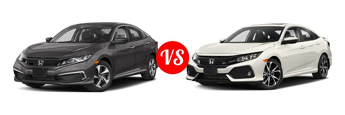 2019 Honda Civic Sedan LX vs. 2019 Honda Civic Si Sedan Manual - Front Left Comparison