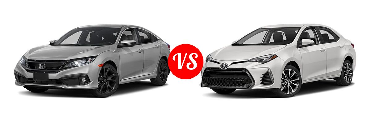 2019 Honda Civic Sedan Sport vs. 2019 Toyota Corolla Sedan L / LE / LE Eco / LE Eco w/Premium Package / XLE - Front Left Comparison