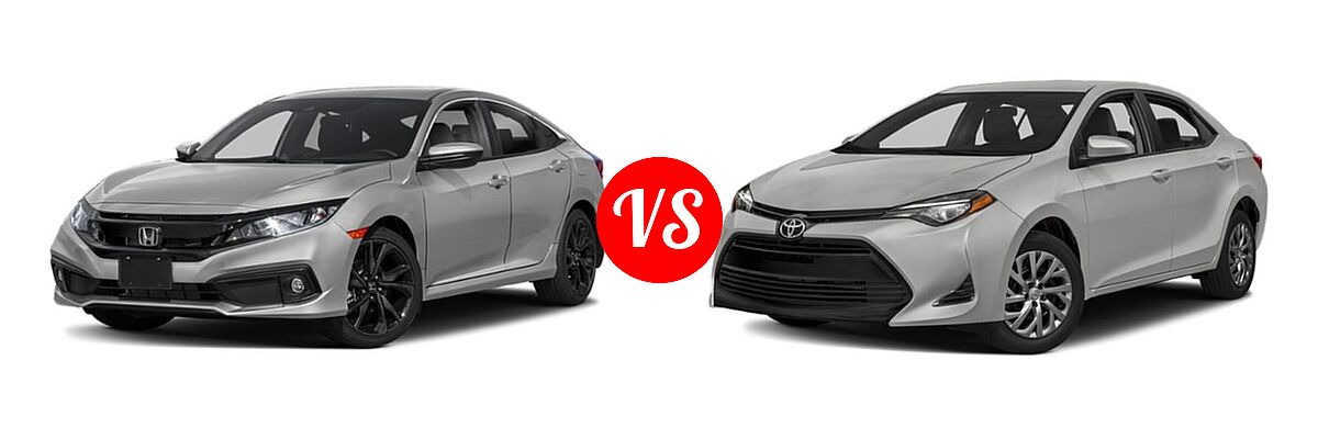 2019 Honda Civic Sedan Sport vs. 2019 Toyota Corolla Sedan SE / XSE - Front Left Comparison