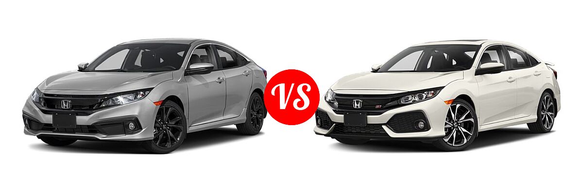 2019 Honda Civic Sedan Sport vs. 2019 Honda Civic Si Sedan Manual - Front Left Comparison