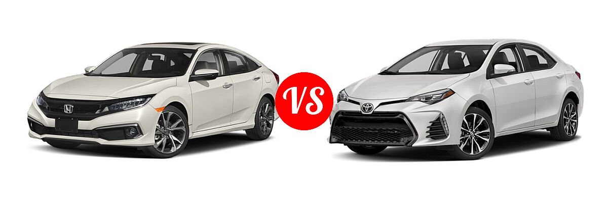 2019 Honda Civic Sedan Touring vs. 2019 Toyota Corolla Sedan L / LE / LE Eco / LE Eco w/Premium Package / XLE - Front Left Comparison