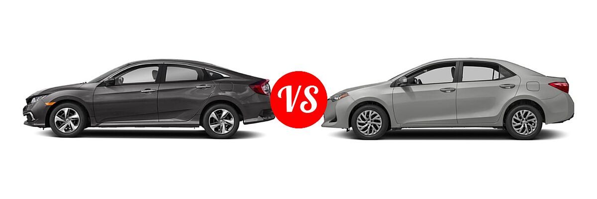 2019 Honda Civic Sedan LX vs. 2019 Toyota Corolla Sedan SE / XSE - Side Comparison