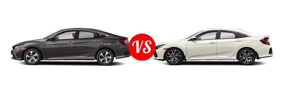 2019 Honda Civic Sedan LX vs. 2019 Honda Civic Si Sedan Manual - Side Comparison