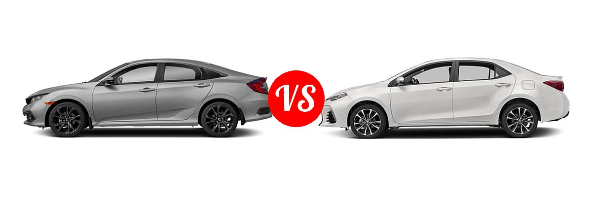 2019 Honda Civic Sedan Sport vs. 2019 Toyota Corolla Sedan L / LE / LE Eco / LE Eco w/Premium Package / XLE - Side Comparison