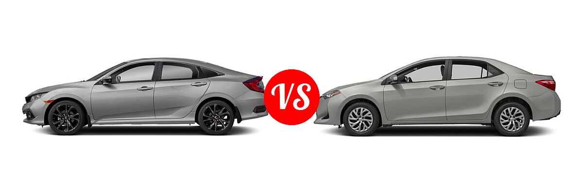 2019 Honda Civic Sedan Sport vs. 2019 Toyota Corolla Sedan SE / XSE - Side Comparison