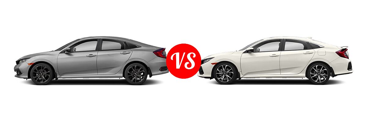 2019 Honda Civic Sedan Sport vs. 2019 Honda Civic Si Sedan Manual - Side Comparison