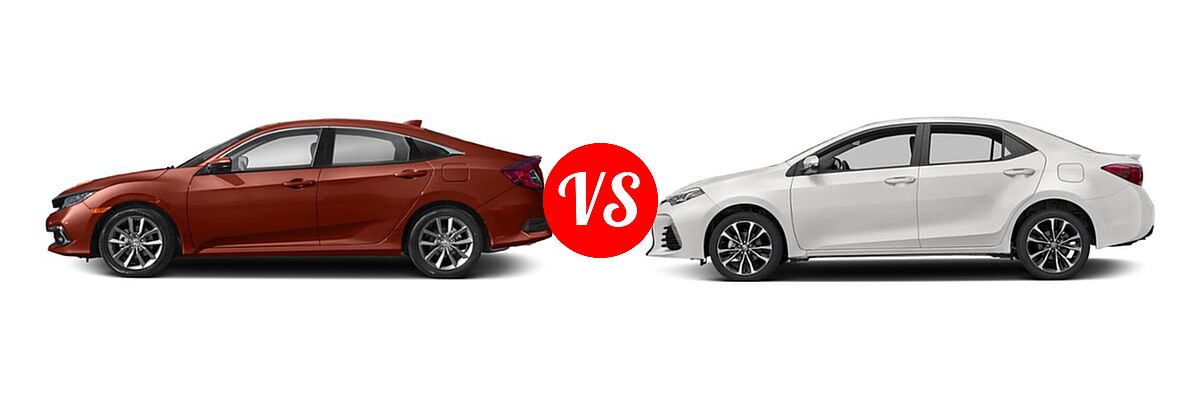 2019 Honda Civic Sedan EX-L vs. 2019 Toyota Corolla Sedan L / LE / LE Eco / LE Eco w/Premium Package / XLE - Side Comparison