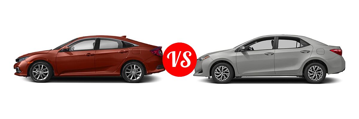 2019 Honda Civic Sedan EX-L vs. 2019 Toyota Corolla Sedan SE / XSE - Side Comparison