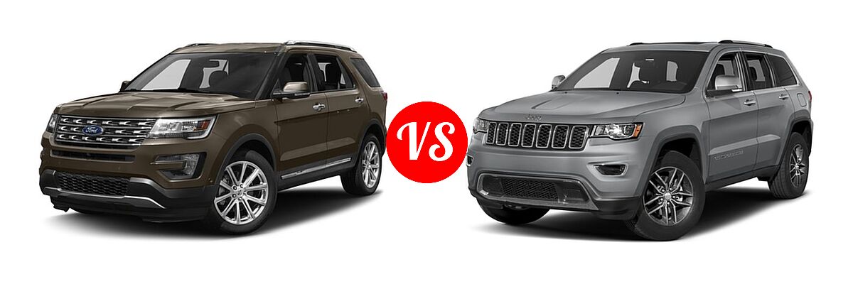 2017 Ford Explorer SUV Limited vs. 2017 Jeep Grand Cherokee SUV Diesel Limited 75th Anniversary Edition - Front Left Comparison
