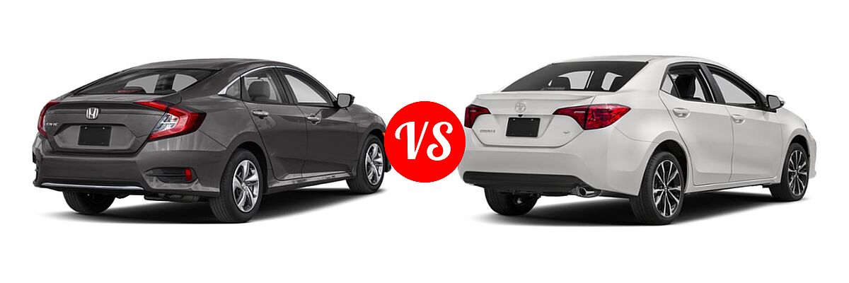 2019 Honda Civic Sedan LX vs. 2019 Toyota Corolla Sedan L / LE / LE Eco / LE Eco w/Premium Package / XLE - Rear Right Comparison