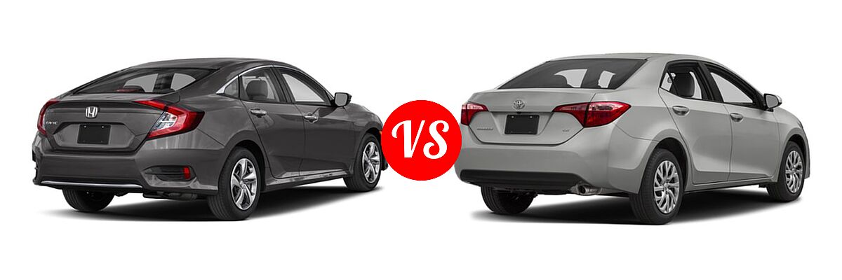2019 Honda Civic Sedan LX vs. 2019 Toyota Corolla Sedan SE / XSE - Rear Right Comparison