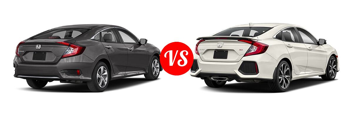 2019 Honda Civic Sedan LX vs. 2019 Honda Civic Si Sedan Manual - Rear Right Comparison