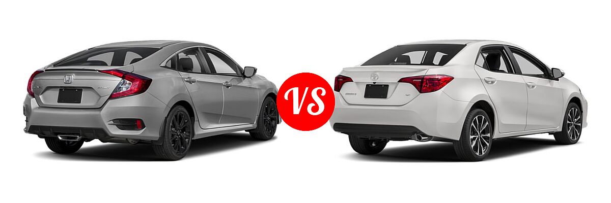 2019 Honda Civic Sedan Sport vs. 2019 Toyota Corolla Sedan L / LE / LE Eco / LE Eco w/Premium Package / XLE - Rear Right Comparison