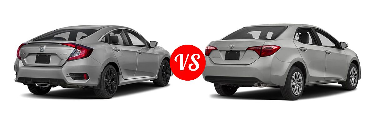 2019 Honda Civic Sedan Sport vs. 2019 Toyota Corolla Sedan SE / XSE - Rear Right Comparison