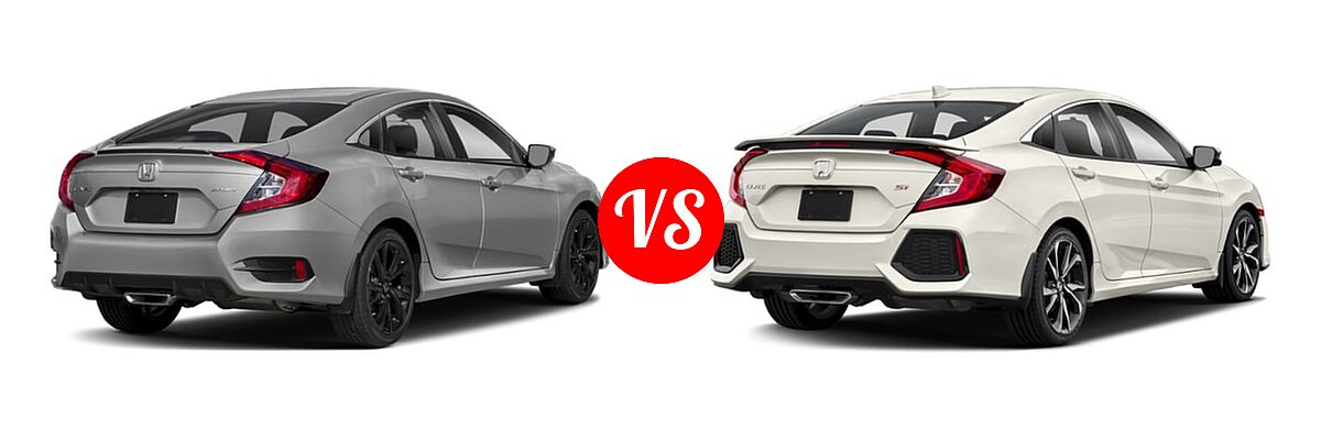 2019 Honda Civic Sedan Sport vs. 2019 Honda Civic Si Sedan Manual - Rear Right Comparison