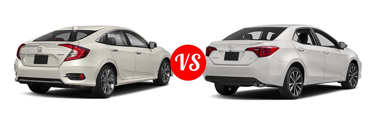 2019 Honda Civic Sedan Touring vs. 2019 Toyota Corolla Sedan L / LE / LE Eco / LE Eco w/Premium Package / XLE - Rear Right Comparison