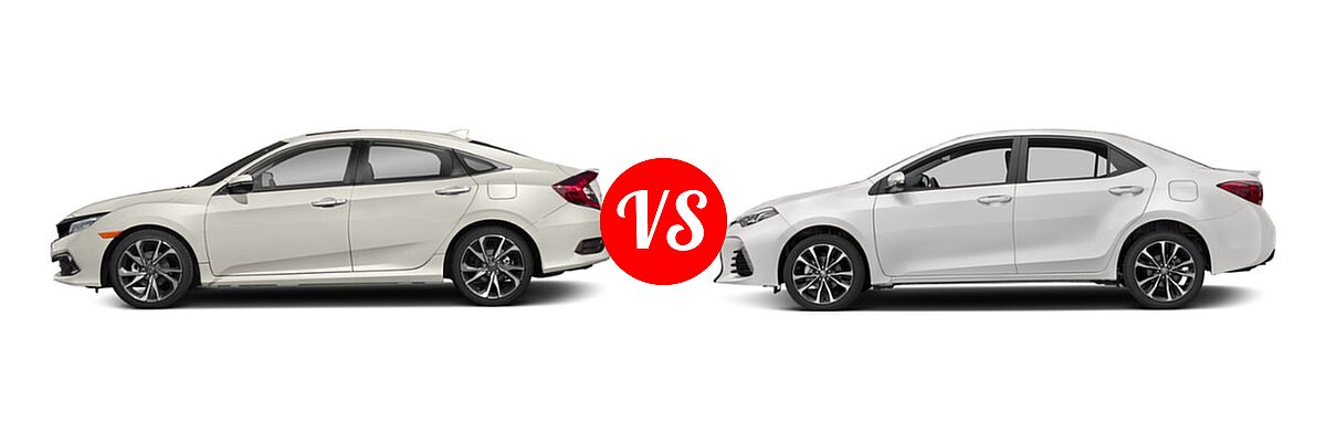 2019 Honda Civic Sedan Touring vs. 2019 Toyota Corolla Sedan L / LE / LE Eco / LE Eco w/Premium Package / XLE - Side Comparison
