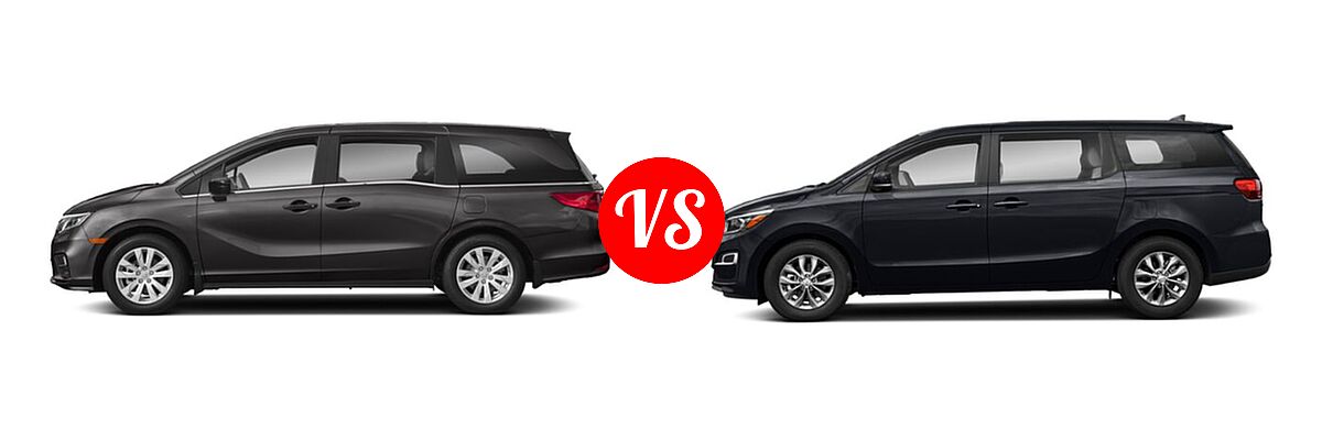 2019 Honda Odyssey Minivan LX vs. 2020 Kia Sedona Minivan L / LX - Side Comparison
