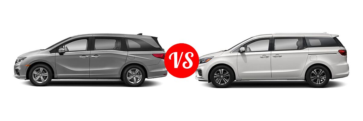 2019 Honda Odyssey Minivan EX-L w/Navi/RES vs. 2020 Kia Sedona Minivan SX - Side Comparison