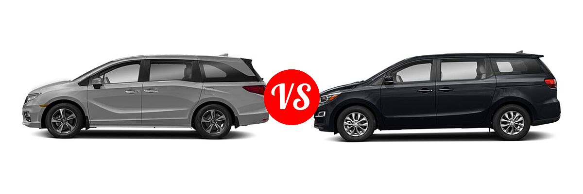 2019 Honda Odyssey Minivan Touring vs. 2020 Kia Sedona Minivan L / LX - Side Comparison