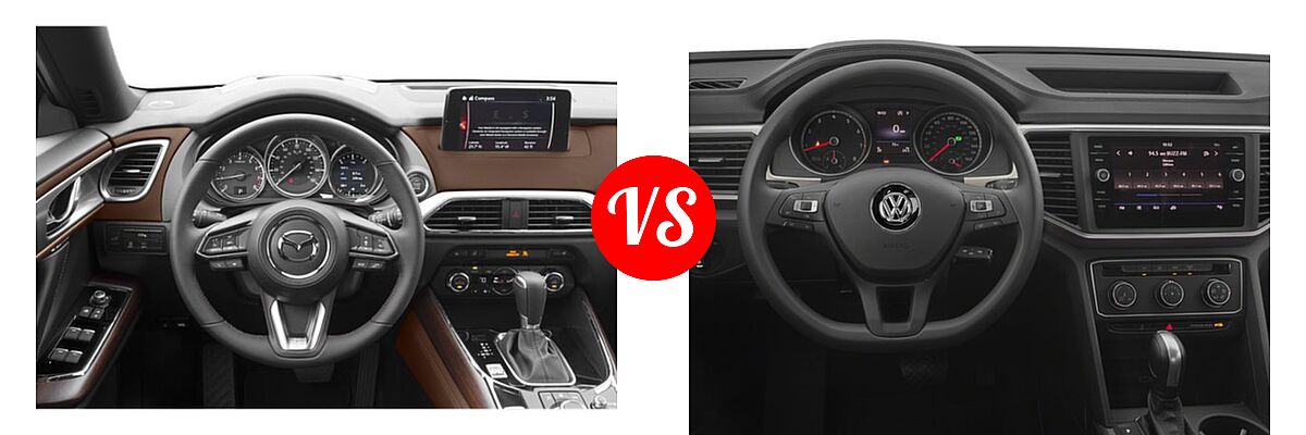 2018 Mazda CX-9 SUV Signature vs. 2018 Volkswagen Atlas SUV 2.0T S / 2.0T SE / 2.0T SE w/Technology / 2.0T SEL / 3.6L V6 Launch Edition / 3.6L V6 S / 3.6L V6 SE / 3.6L V6 SE w/Technology / 3.6L V6 SEL / 3.6L V6 SEL Premium - Dashboard Comparison