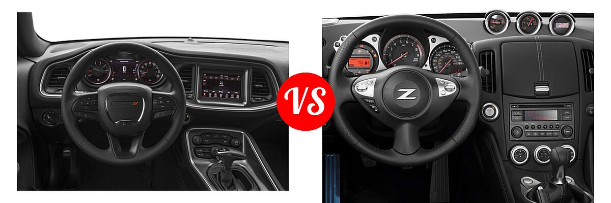2019 Dodge Challenger Coupe GT / SXT vs. 2019 Nissan 370Z Coupe Auto / Manual / Sport / Sport Touring - Dashboard Comparison