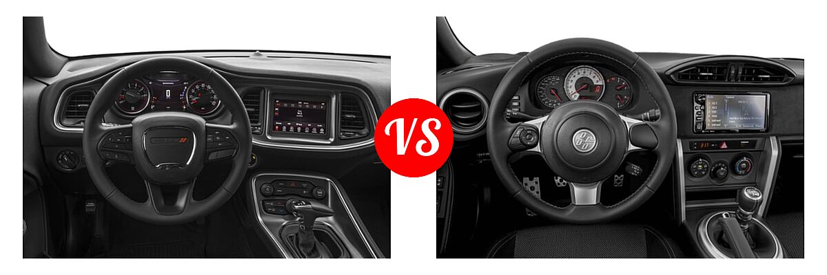 2019 Dodge Challenger Coupe GT / SXT vs. 2019 Toyota 86 Coupe Auto (Natl) / GT / Manual (Natl) / TRD SE - Dashboard Comparison