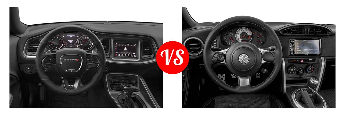 2019 Dodge Challenger Coupe R/T vs. 2019 Toyota 86 Coupe Auto (Natl) / GT / Manual (Natl) / TRD SE - Dashboard Comparison