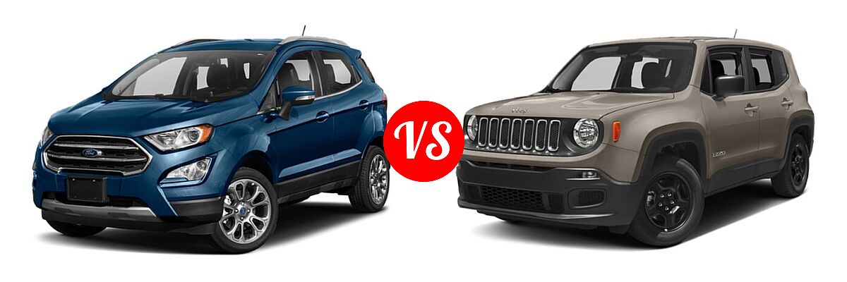 2018 Ford EcoSport SUV S / SE / SES / Titanium vs. 2018 Jeep Renegade SUV Altitude / Latitude / Sport - Front Left Comparison