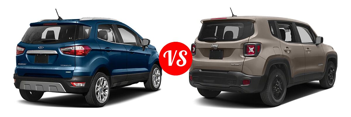 2018 Ford EcoSport SUV S / SE / SES / Titanium vs. 2018 Jeep Renegade SUV Altitude / Latitude / Sport - Rear Right Comparison