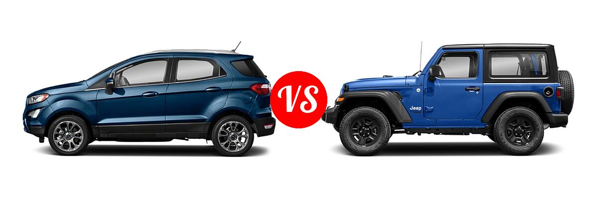 2018 Ford EcoSport SUV S / SE / SES / Titanium vs. 2018 Jeep Wrangler SUV Rubicon / Sport - Side Comparison