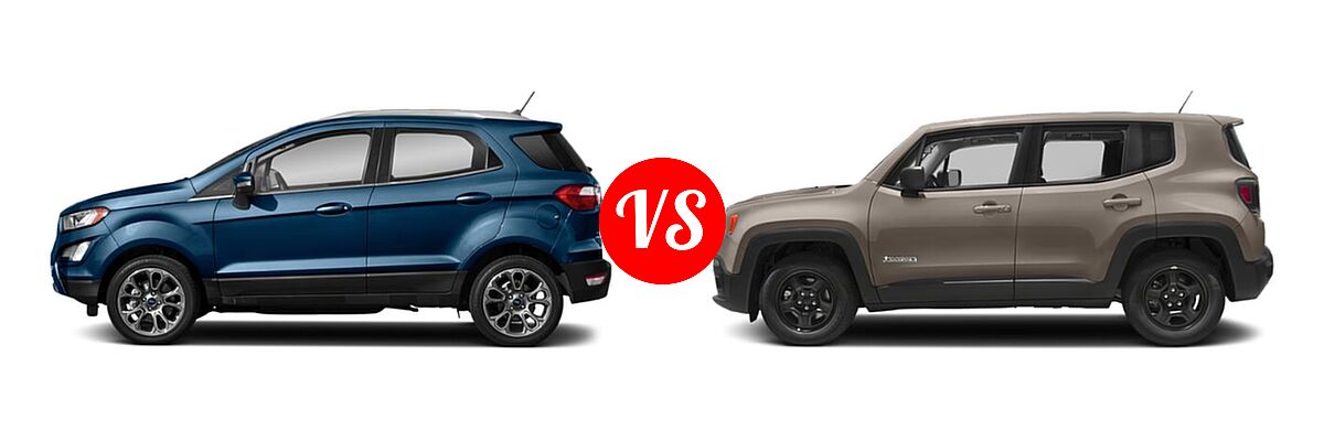 2018 Ford EcoSport SUV S / SE / SES / Titanium vs. 2018 Jeep Renegade SUV Altitude / Latitude / Sport - Side Comparison