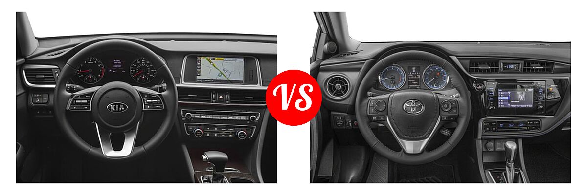 2019 Kia Optima Sedan EX vs. 2019 Toyota Corolla Sedan L / LE / LE Eco / LE Eco w/Premium Package / XLE - Dashboard Comparison
