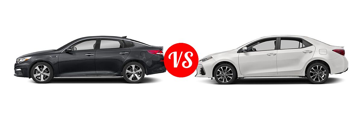2019 Kia Optima Sedan LX vs. 2019 Toyota Corolla Sedan L / LE / LE Eco / LE Eco w/Premium Package / XLE - Side Comparison