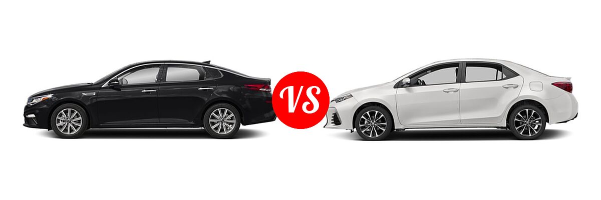 2019 Kia Optima Sedan EX vs. 2019 Toyota Corolla Sedan L / LE / LE Eco / LE Eco w/Premium Package / XLE - Side Comparison