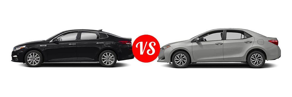 2019 Kia Optima Sedan EX vs. 2019 Toyota Corolla Sedan SE / XSE - Side Comparison