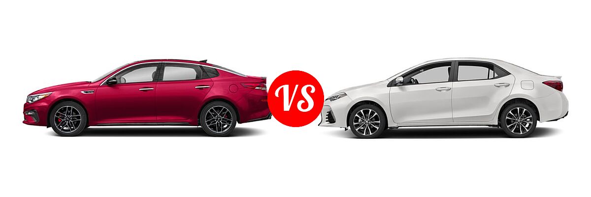 2019 Kia Optima Sedan SX vs. 2019 Toyota Corolla Sedan L / LE / LE Eco / LE Eco w/Premium Package / XLE - Side Comparison
