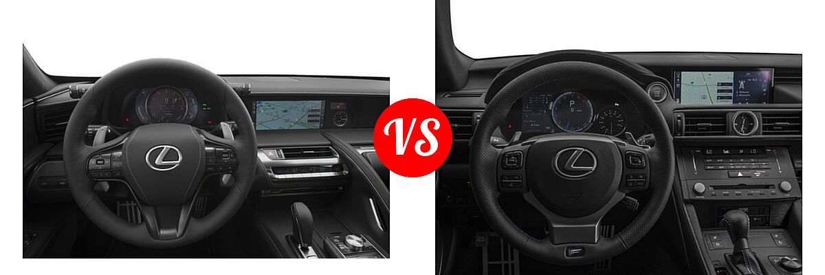 2019 Lexus LC 500 Coupe LC 500 vs. 2018 Lexus RC F Coupe RWD - Dashboard Comparison