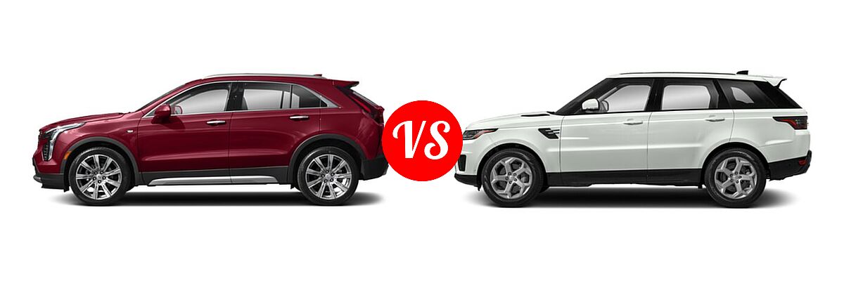 2019 Cadillac XT4 SUV AWD Luxury / AWD Premium Luxury / AWD Sport / FWD Luxury / FWD Premium Luxury / FWD Sport vs. 2022 Land Rover Range Rover Sport SUV Autobiography / HSE Dynamic / HSE Silver Edition / HST / SE - Side Comparison