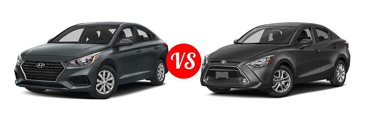 2018 Hyundai Accent Sedan Limited / SE / SEL vs. 2018 Toyota Yaris iA Sedan Auto (SE) / Manual (SE) - Front Left Comparison
