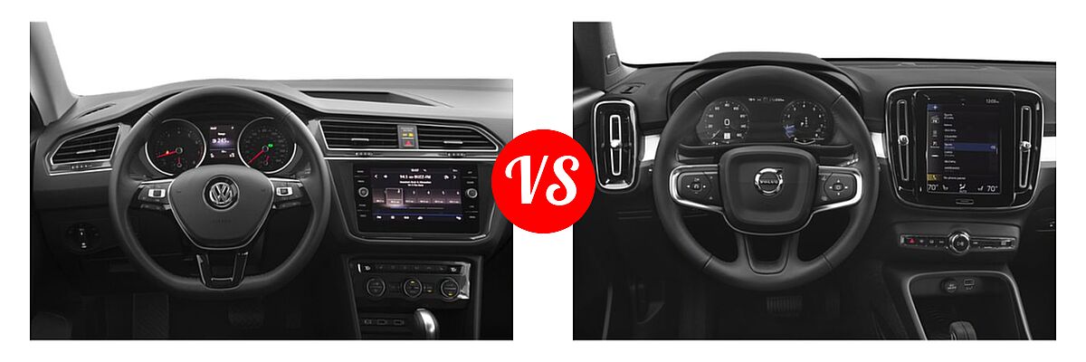 2019 Volkswagen Tiguan SUV S / SE / SEL / SEL Premium vs. 2019 Volvo XC40 SUV Momentum / R-Design - Dashboard Comparison