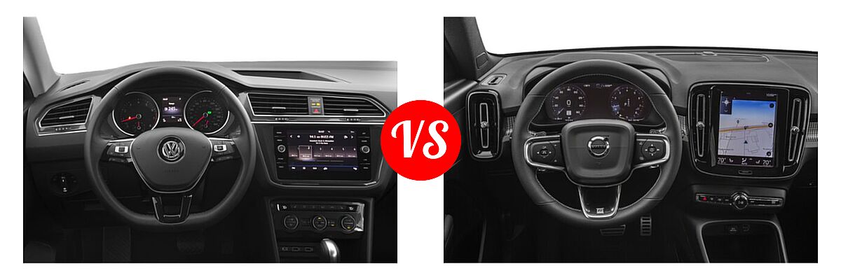 2019 Volkswagen Tiguan SUV S / SE / SEL / SEL Premium vs. 2019 Volvo XC40 SUV R-Design - Dashboard Comparison