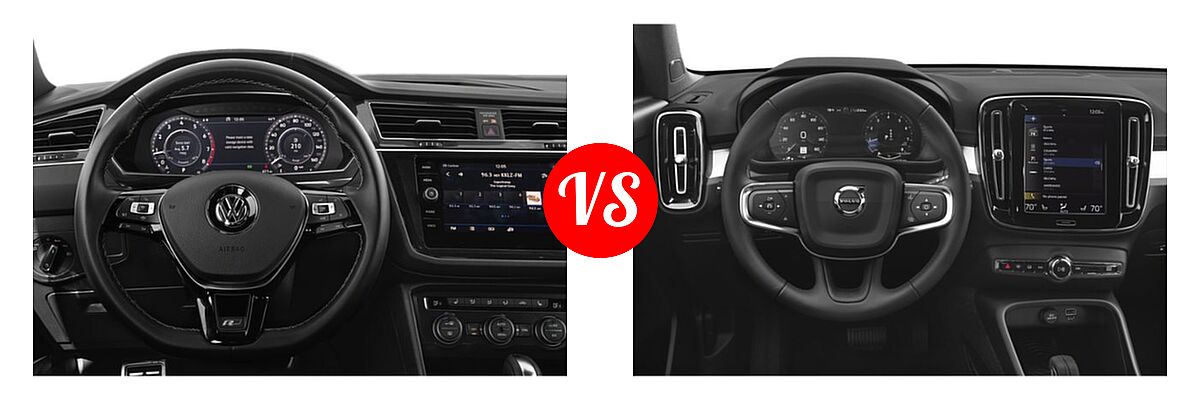 2019 Volkswagen Tiguan SUV SEL Premium R-Line / SEL R-Line / SEL R-Line Black vs. 2019 Volvo XC40 SUV Momentum / R-Design - Dashboard Comparison