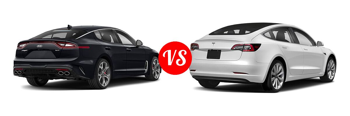 2018 Kia Stinger Sedan GT / GT1 / GT2 / Premium vs. 2018 Tesla Model 3 Sedan Electric Sedan - Rear Right Comparison