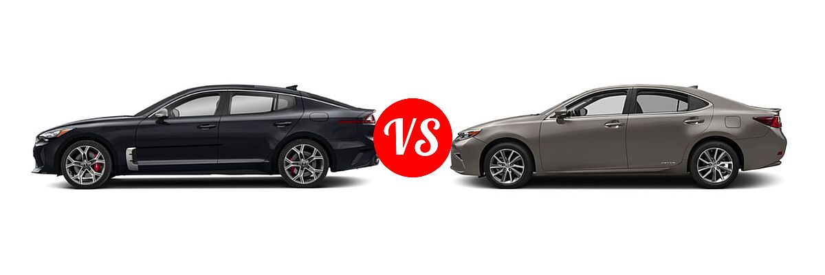 2018 Kia Stinger Sedan GT / GT1 / GT2 / Premium vs. 2018 Lexus ES 300h Sedan ES 300h - Side Comparison